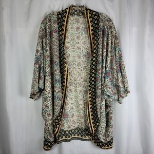 Zeagoo Bohemian Fairy Spring Floral Open Front Kimono Cover Up Plus Size XXL